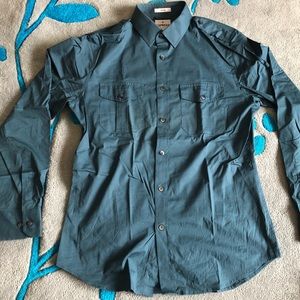 Men’s teal Express button up shirt